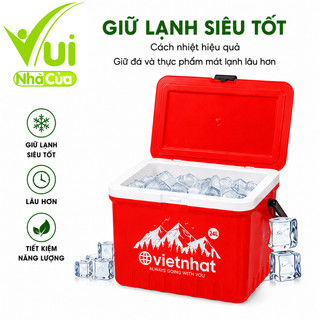 Thùng Đựng Đá Giữ Nhiệt Có Quai Xách Việt Nhật GD231 - Phích Đá Vuông Giữ Nhiệt Có Van Xả Nước