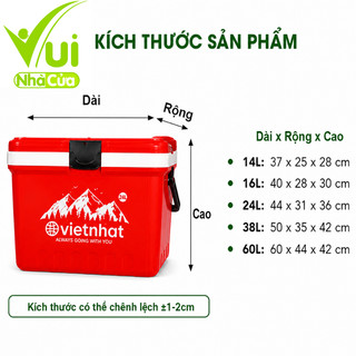 Thùng Đựng Đá Giữ Nhiệt Có Quai Xách Việt Nhật GD231 - Phích Đá Vuông Giữ Nhiệt Có Van Xả Nước