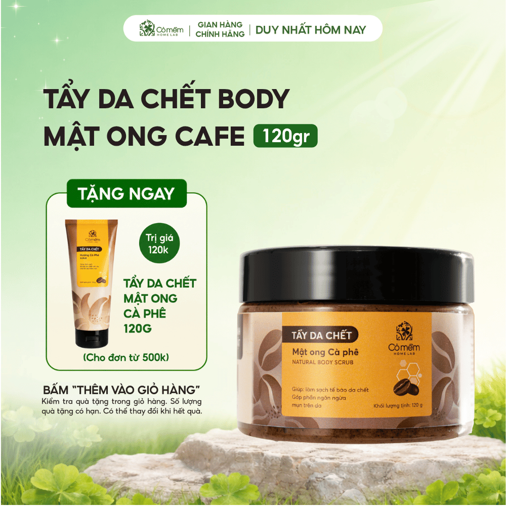 Tẩy Da Chết Body Mật Ong Cà Phê Làm Sạch Da Cho Da Mịn Màng Sáng Sạch Cỏ Mềm 120g