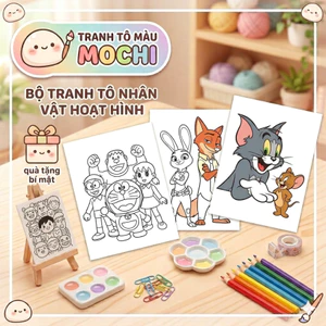 Bộ 50 tranh tô màu hoạt hình Mochi tranh tô màu cho bé nhiều hình đồ chơi giấy thủ công bé (T03)