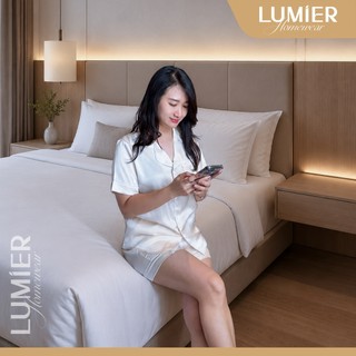 Bộ đồ pizama nữ cộc tay, lụa latin trơn không hoạ tiết