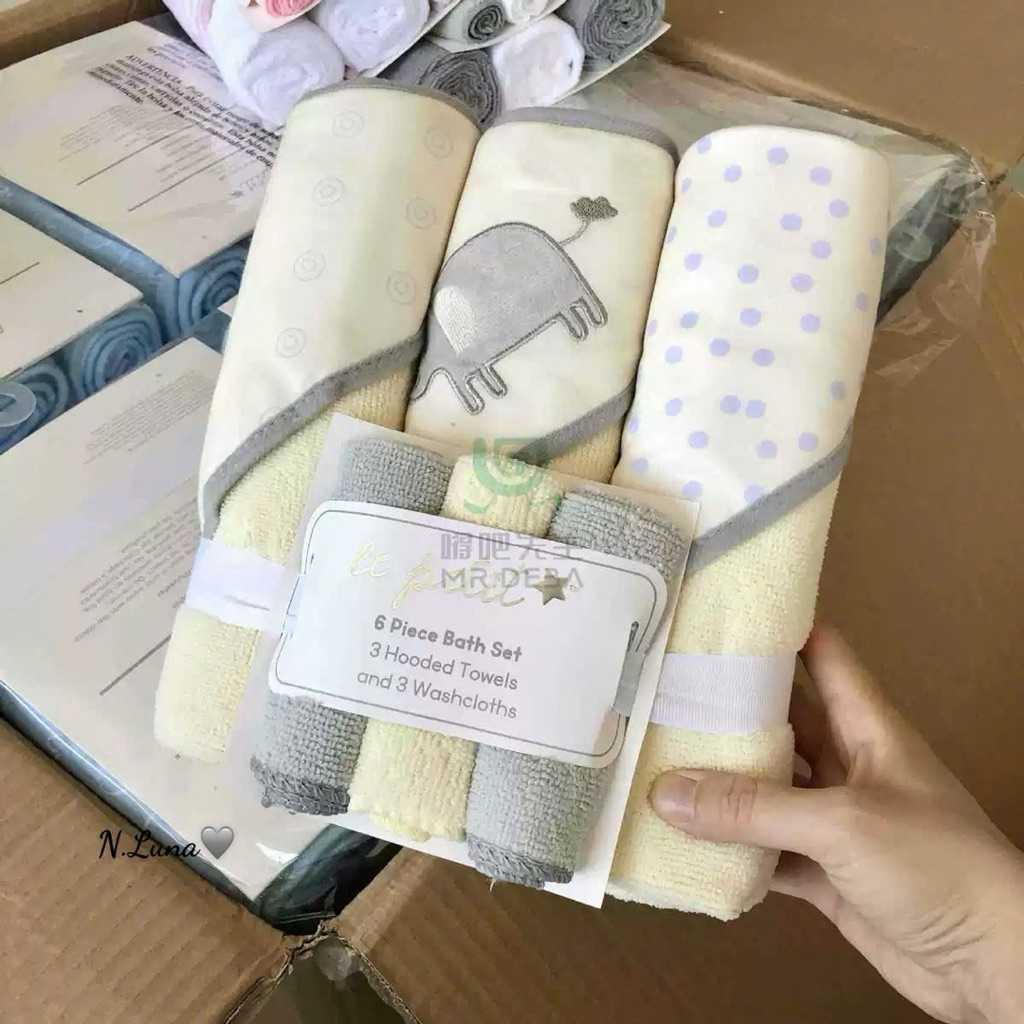 Set 6 khăn mặt gồm 3 khăn tắm, 3 khăn mặt cho bé