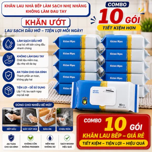 Combo 10 Gói Khăn Ướt Lau Bếp Đa Năng Túi 80 Tờ – Tiện Lợi Cho Mọi Gian Bếpw