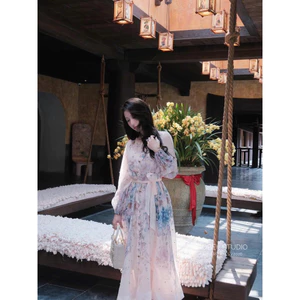 Đầm maxi ZMM hoa tơ đính đá Thảo Hàn