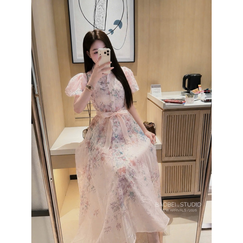 Đầm maxi ZMM hoa tơ đính đá Thảo Hàn