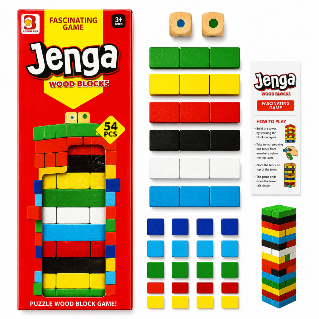 Đồ Chơi Rút Gỗ Jenga 54 Thanh Trò Chơi Cân Bằng Thông Minh Cho Bé Gia Đình Quà Tặng Trẻ Em