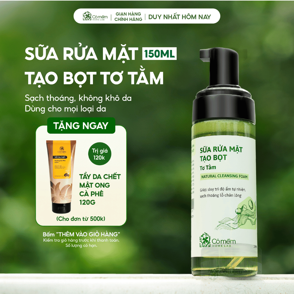 Sữa Rửa Mặt Tạo Bọt Tơ Tằm Dưỡng Ẩm Làm Sạch Sâu Cỏ Mềm 150ml