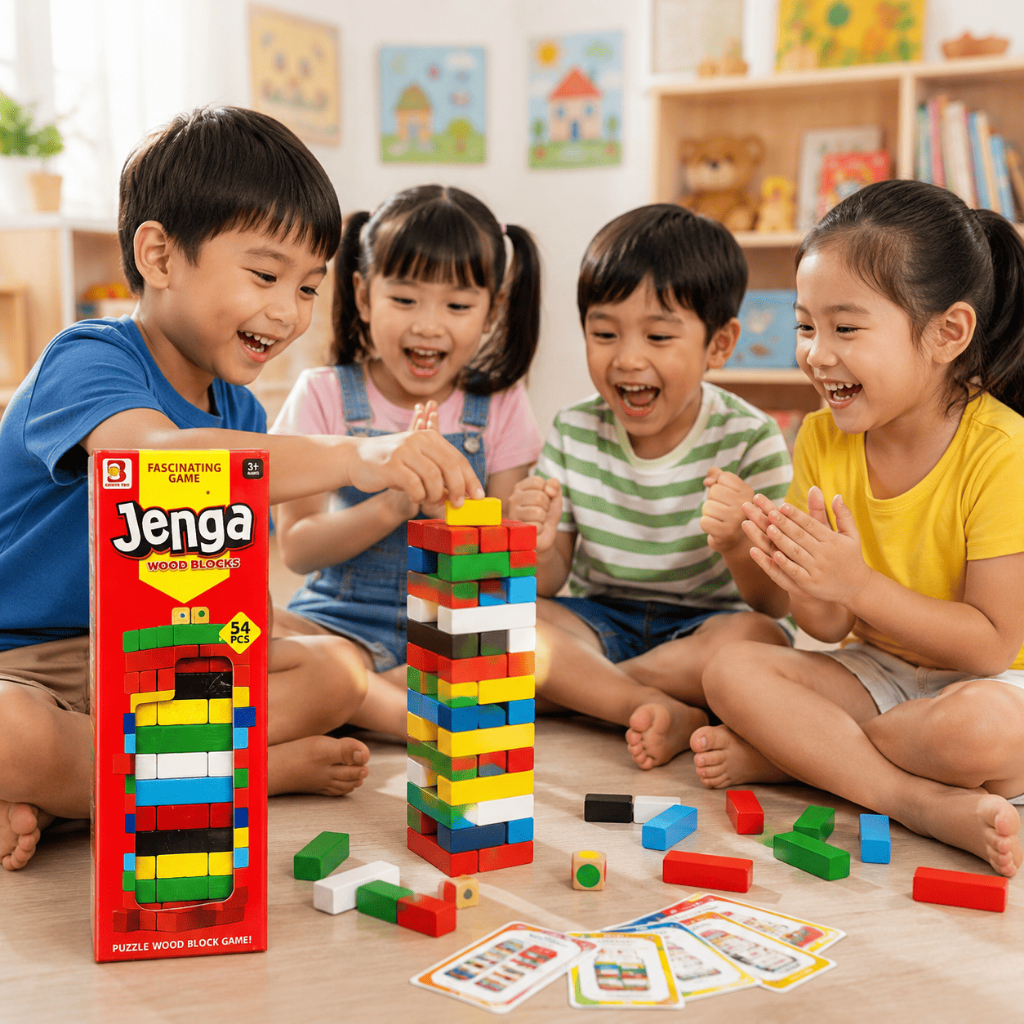 Đồ Chơi Rút Gỗ Jenga 54 Thanh Trò Chơi Cân Bằng Thông Minh Cho Bé Gia Đình Quà Tặng Trẻ Em