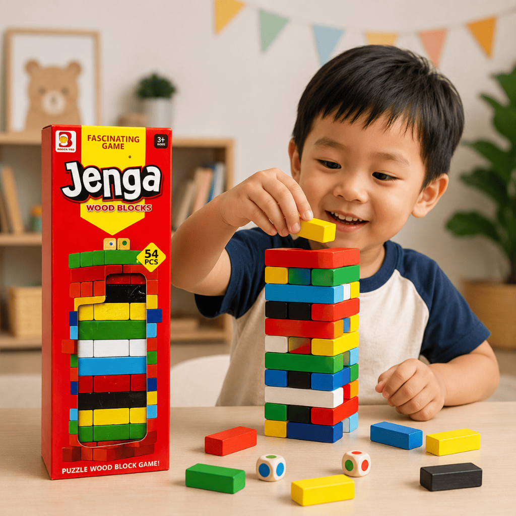 Đồ Chơi Rút Gỗ Jenga 54 Thanh Trò Chơi Cân Bằng Thông Minh Cho Bé Gia Đình Quà Tặng Trẻ Em