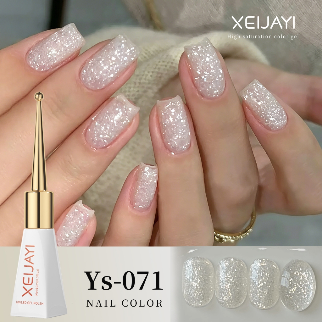 XEIJAYI 10ml - Sơn móng tay mới First Love Pink Glitter Gel cho tiệm làm móng và Tự làm móng.