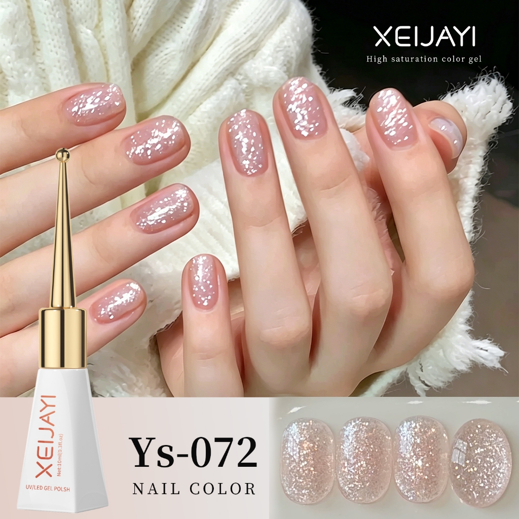 XEIJAYI 10ml - Sơn móng tay mới First Love Pink Glitter Gel cho tiệm làm móng và Tự làm móng.