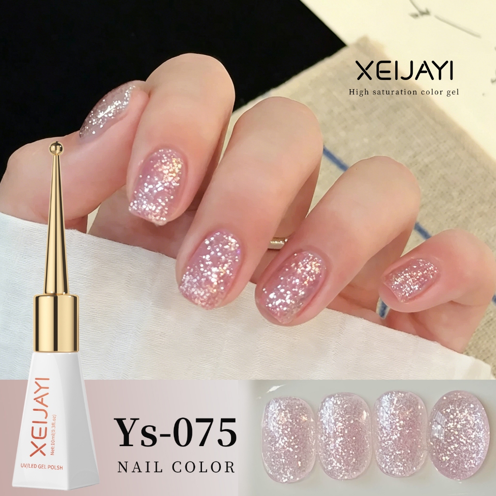XEIJAYI 10ml - Sơn móng tay mới First Love Pink Glitter Gel cho tiệm làm móng và Tự làm móng.
