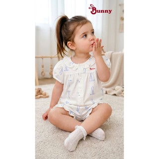 Bộ bánh bèo tay phồng bé gái dễ thương Bunnybaby chất thun lạnh ice cool mềm mát mịn cho bé 4-15kg