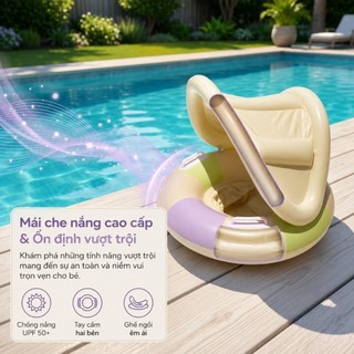 Phao Bơi Trẻ Em Có Mái Che Chống Nắng | Phao Tập Bơi Có Ghế Ngồi An Toàn Cho Bé