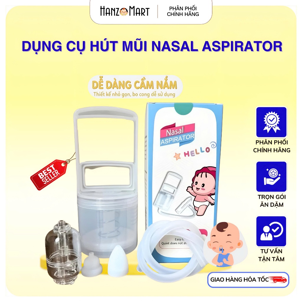 Dụng cụ hút mũi kéo tay thế hệ mới, chất liệu nhựa nguyên sinh, lực hút mạnh, an toàn cho bé - hanzo2009