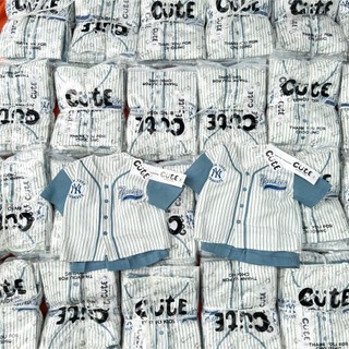 Set Đồ Bé Trai Yankees,Áo Baseball Kẻ Sọc+Quần Short Cotton Mềm,Bộ Quần Áo Bé Trai Mùa Hè 7-16kg A23