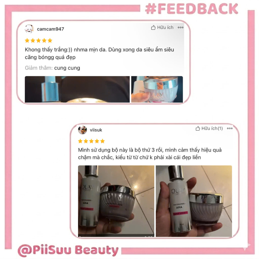 Kem Dưỡng Ẩm + Super Serum OLAY LUMINOUS NIACINAMIDE AHA Sáng Da, Mờ Thâm Mụn (50G + 30ML)