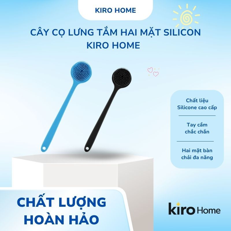 Cây Chà Lưng Tắm Silicon 2 Mặt,  Bàn Chải Cọ Lưng Cán Dài Chắc Chắn Kháng Khuẩn, Massage Cơ Thể