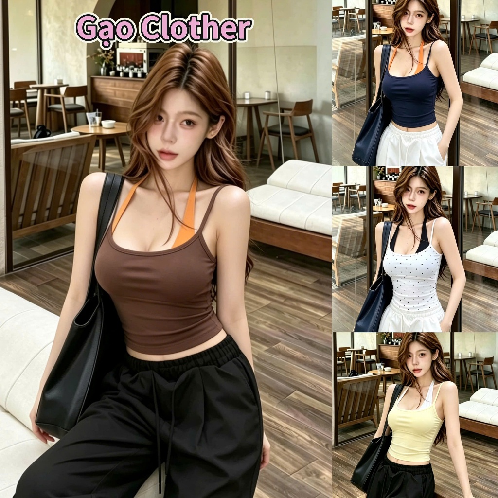Size Xs-2Xl YẾM PHỐI - Áo 2 dây phối cổ yếm dành cho mùa hè năng động, thích hợp đi biển, đi chơi