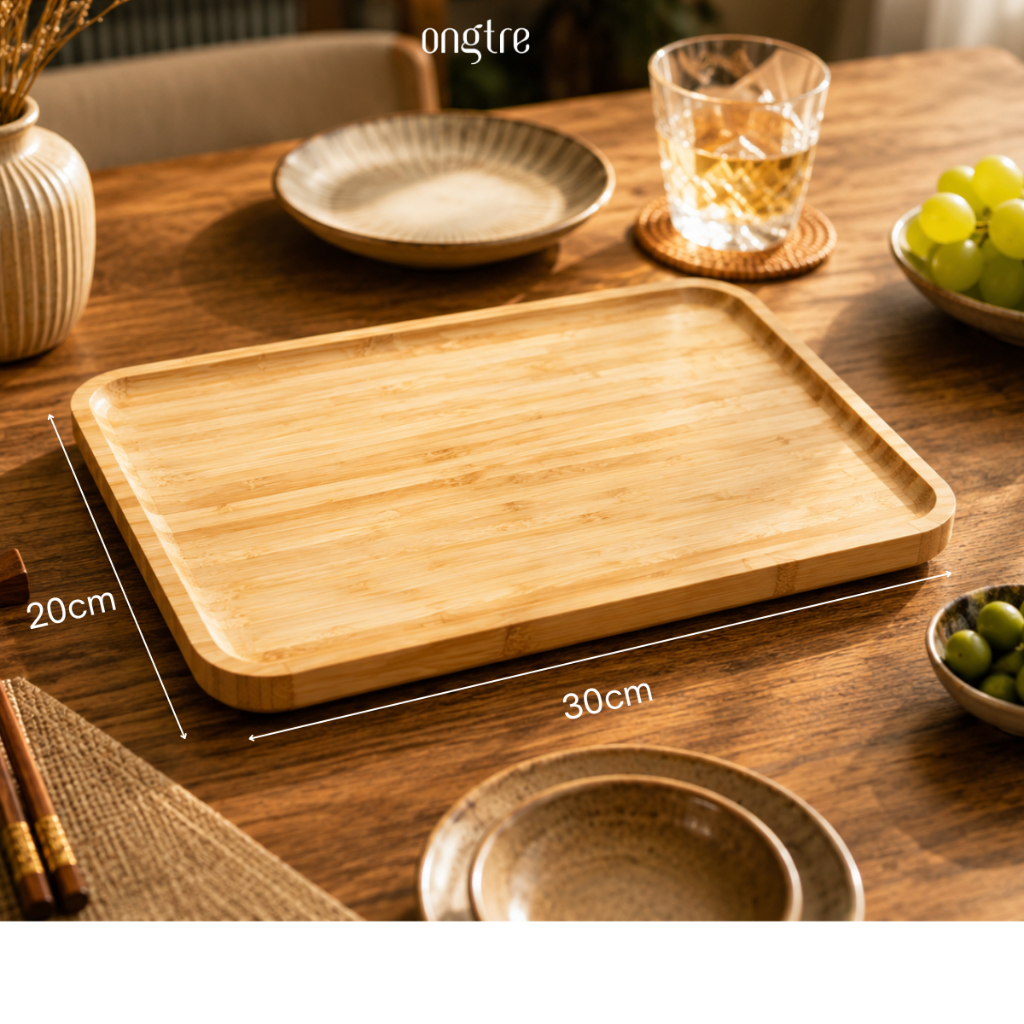 Khay Tre ONGTRE Chữ Nhật, Tròn, Vuông, Chữ Nhật, Khay Đa Năng, Khay Đựng Đồ Ăn, Khay Trà, Nhà Hàng, Cafe