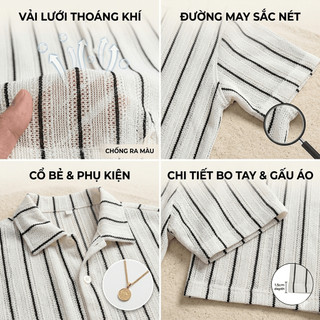 Áo Sơ Mi Lưới Nam Tay Ngắn Mềm Mát Thoáng Khí Form Rộng Dễ Mặc Khi Đi Biển SM88