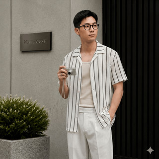 Áo Sơ Mi Lưới Nam Tay Ngắn Mềm Mát Thoáng Khí Form Rộng Dễ Mặc Khi Đi Biển SM88