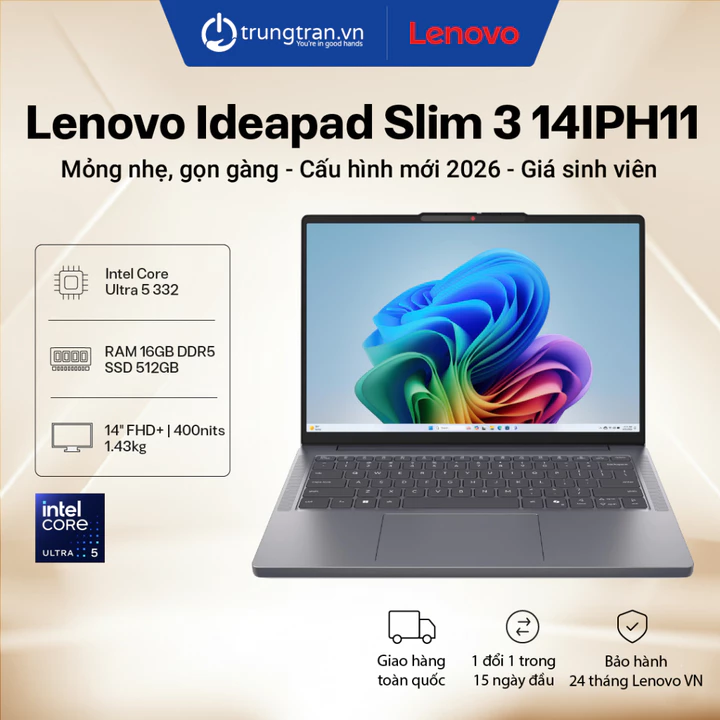 Lenovo IdeaPad Slim 3 14IPH11 83UQ003NVN | Ultra 5 322 | 16GB | 512GB | 14" FHD+ IPS | Trung Trần