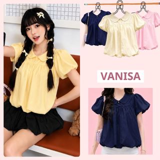 Áo nữ ngắn tay cổ sen dáng suông bánh bèo đen trắng hồng vàng xanh VANISA SM105