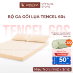Bộ ga gối 3 món Lụa Tencel 60s Chavina Bedding size 1m2 đếm 2m2 bao gồm 1 drap và 2 vỏ gối nằm cao cấp — ảnh 1
