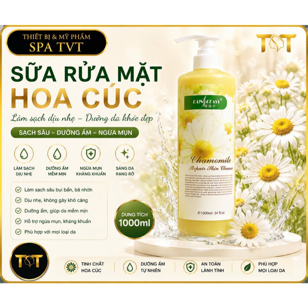 Bộ Hoa Cúc 4 Món Chăm Sóc Da Mặt, Làm Sạch Da, Dưỡng Ẩm, Hỗ Trợ Da Mềm Mịn Và Tươi Sáng