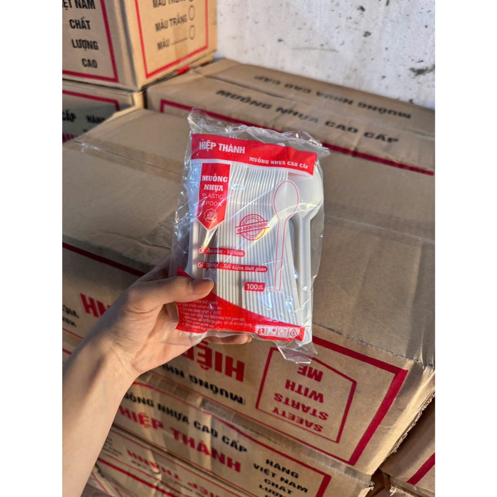 Túi 50/100 Thìa Nhựa/ Muỗng Nhựa Dùng 1 Lần - Thìa Dài 15- 20cm dùng cốc cao đủ màu