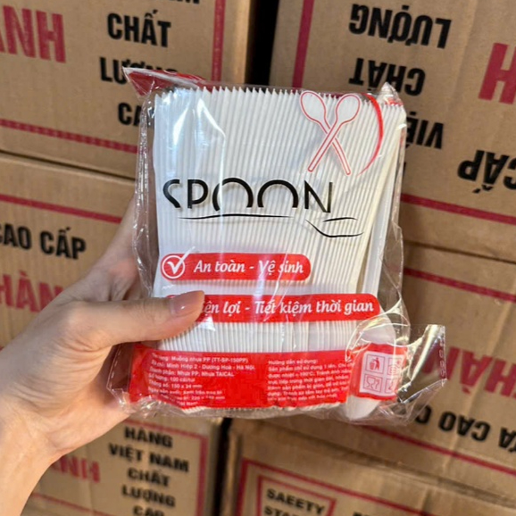 Túi 50/100 Thìa Nhựa/ Muỗng Nhựa Dùng 1 Lần - Thìa Dài 15- 20cm dùng cốc cao đủ màu