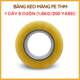 Băng Keo Trong 200 Yard 1.8Kg (6 Cuộn) Đủ Mét 55 Mic Băng Dính Đóng Hàng Dán Thùng Vàng Đục Độ Dính Cao Chắc Chắn THM