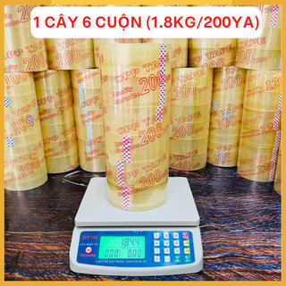 Băng Keo Trong 200 Yard 1.8Kg (6 Cuộn) Đủ Mét 55 Mic Băng Dính Đóng Hàng Dán Thùng Vàng Đục Độ Dính Cao Chắc Chắn THM
