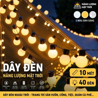 Dây đèn led trang trí năng lượng mặt trời Bóng to 5cm chống nước 20-50-100 bóng