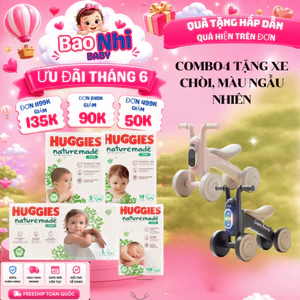 COMBO4 GÓI Tã Dán Cao Cấp Huggies Nature Made Size NB/S/M/L