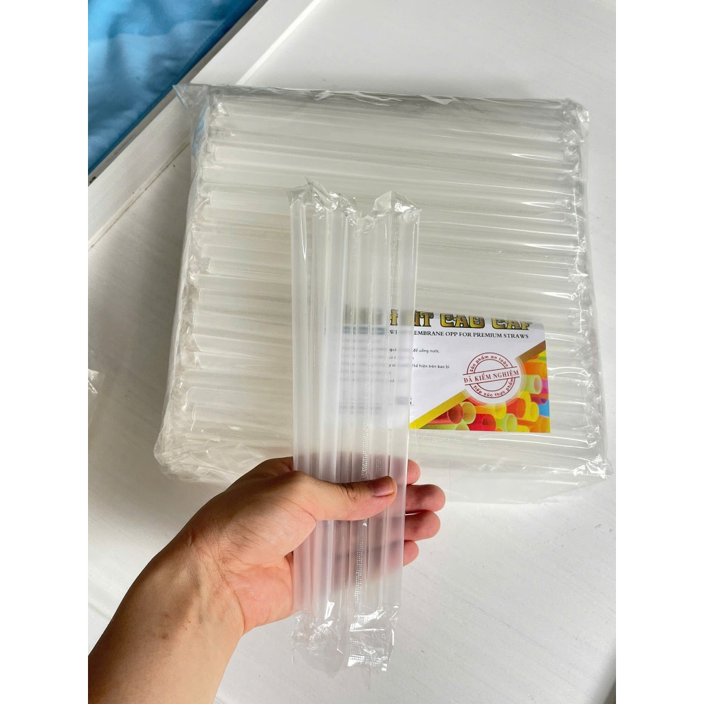 Set 50 100 Ống Hút Phi 6 Phi 8 & Phi 12 Có Màng Bọc Từng Cây.  Sinh Tố, Trà Sữa, Trà Chanh, Coffee