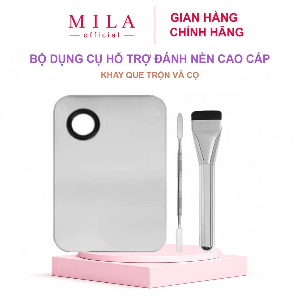 [mua 5 tặng 1] Dụng Cụ Hỗ Trợ Đánh Nền (Khay Que Trộn Kem, Cọ Dẹt Tán Nền)