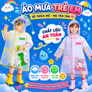 Áo Mưa Trẻ Em Trong Suốt Có Nón Chống Mưa | Áo Mưa Bé Trai Bé Gái Đi Học Hoạt Hình Mẫu Giáo Tiểu Học