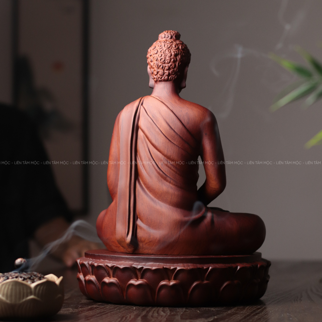 Tượng Phật Thích Ca Ôm Bình Bát, Gỗ Hương Cao 30cm, Chạm Khắc Thủ Công Mỹ Nghệ Cao Cấp Thờ Phật Tại Gia Trang Nghiêm