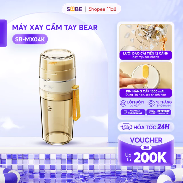 Máy Xay Sinh Tố BEAR Máy Xay Sinh Tố Cầm Tay Máy Xay Máy Xay Cầm Tay Máy Xay Đa Năng Máy Xay Sinh Tố Mini - SB-MX04K