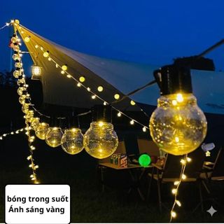 Dây đèn led trang trí năng lượng mặt trời Bóng to 5cm chống nước 20-50-100 bóng