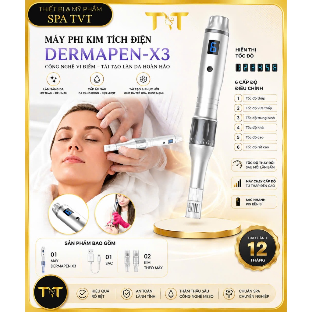 DERMAPEN X3 DÙNG KIM XOÁY – BÚT PHI KIM TÍCH ĐIỆN HỖ TRỢ MỜ THÂM, GIẢM SẸO RỖ, CĂNG BÓNG DA