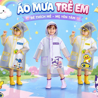 Áo Mưa Trẻ Em Trong Suốt Có Nón Chống Mưa | Áo Mưa Bé Trai Bé Gái Đi Học Hoạt Hình Mẫu Giáo Tiểu Học