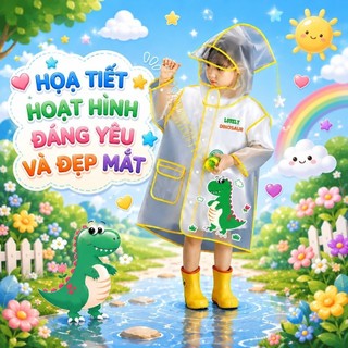 Áo Mưa Trẻ Em Trong Suốt Có Nón Chống Mưa | Áo Mưa Bé Trai Bé Gái Đi Học Hoạt Hình Mẫu Giáo Tiểu Học