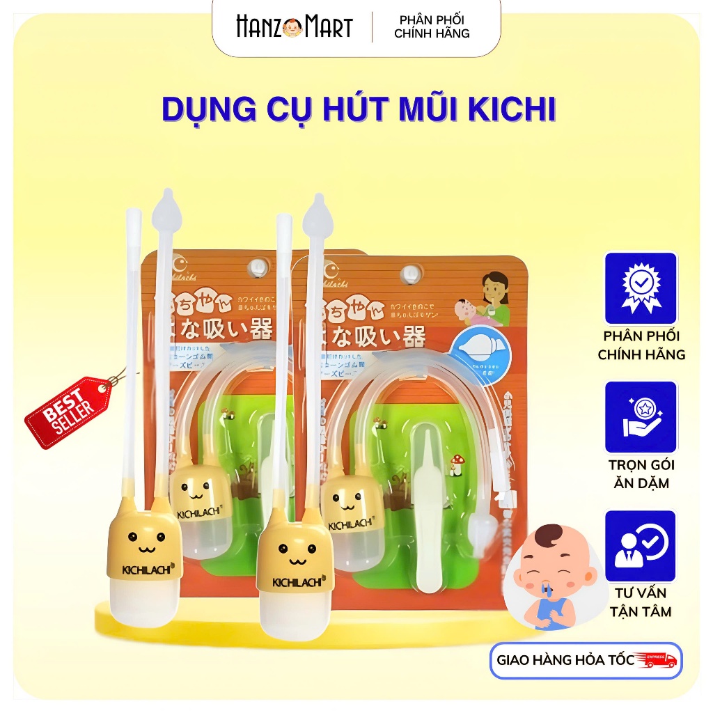 Dụng cụ hút mũi dây Hình Nấm Kichi kèm gắp rỉ mũi cho bé - hanzomart