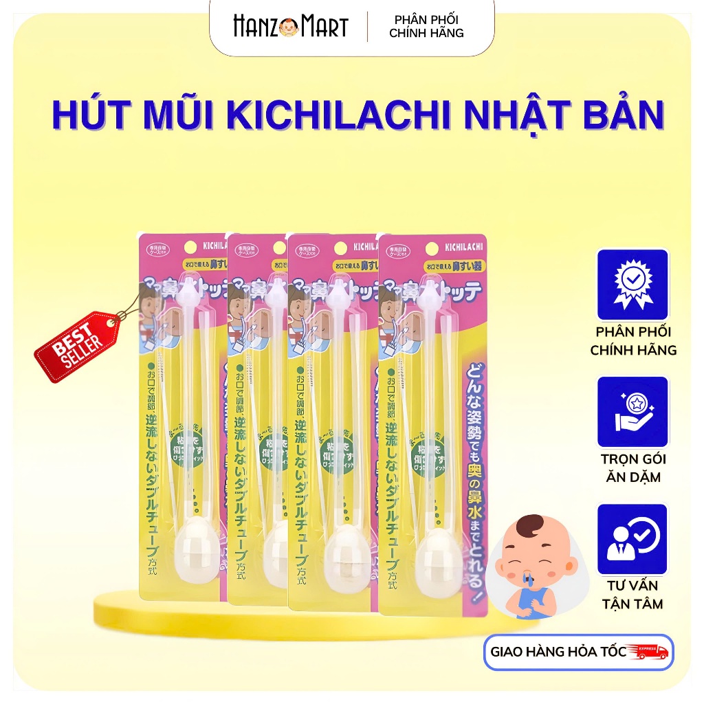Hút mũi kichilachi Nhật - vỉ 1 chiếc kèm cọ rửa ống hút - hanzo2009