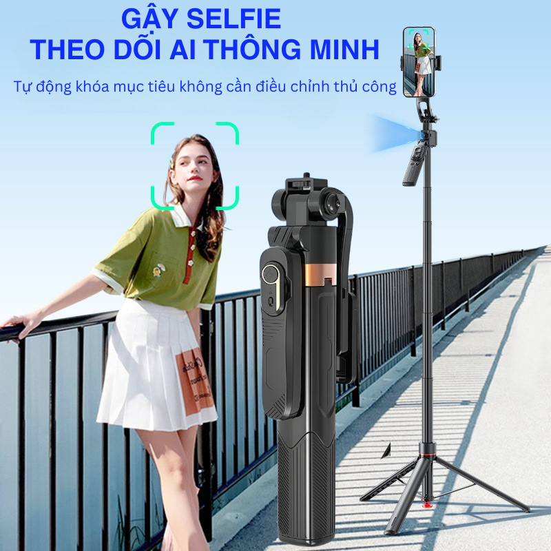 JC30 AI Gậy Chụp Ảnh 4 Chân 1M8 Tự Động Theo Người Xoay 360° Gimbal Chống Rung Tripod Livestream Bluetooth