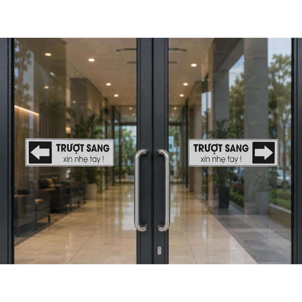 Decal Trượt Sang Trái Phải, Decal Mũi Tên Kéo Cửa Trượt, Decal Cửa Kéo Lùa Ngang