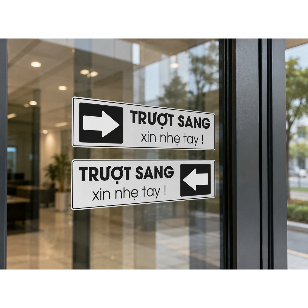 Decal Trượt Sang Trái Phải, Decal Mũi Tên Kéo Cửa Trượt, Decal Cửa Kéo Lùa Ngang
